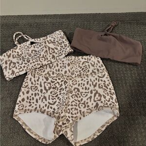 Kids Leopard Print Dance Set - Tan and Brown